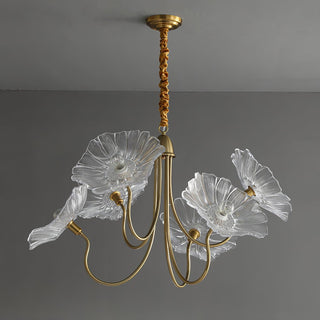 Lustra Lustre Feuille de Lotus en Verre