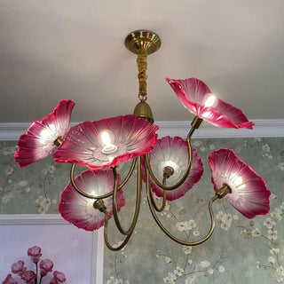 Lustra Lustre Feuille de Lotus en Verre