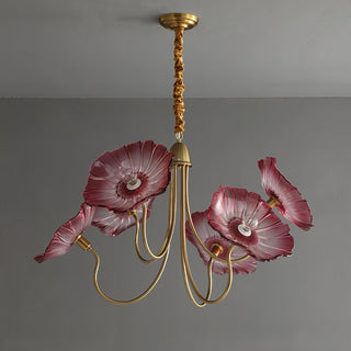 Lustra Lustre Feuille de Lotus en Verre