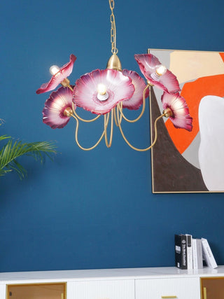 Lustra Lustre Feuille de Lotus en Verre