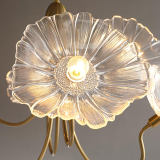 Lustra Lustre Feuille de Lotus en Verre