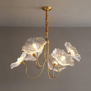 Lustra Lustre Feuille de Lotus en Verre