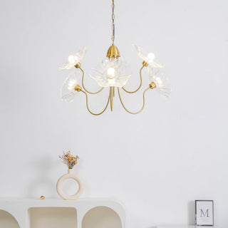 Lustra Lustre Feuille de Lotus en Verre
