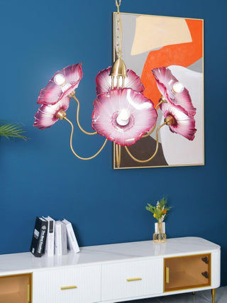Lustra Lustre Feuille de Lotus en Verre