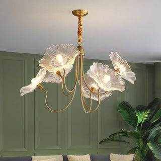 Lustra Lustre Feuille de Lotus en Verre