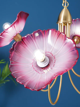 Lustra Lustre Feuille de Lotus en Verre