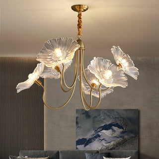 Lustra Lustre Feuille de Lotus en Verre