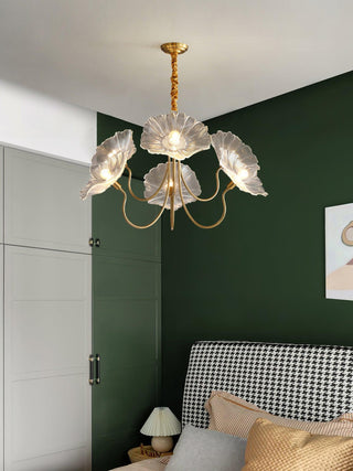 Lustra Lustre Feuille de Lotus en Verre