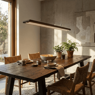 Louvered Wood Linear Pendant Light-Neutral Decor