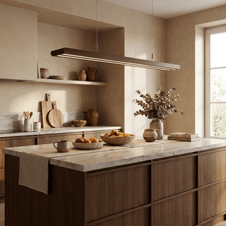Louvered Wood Linear Pendant Light-Neutral Decor
