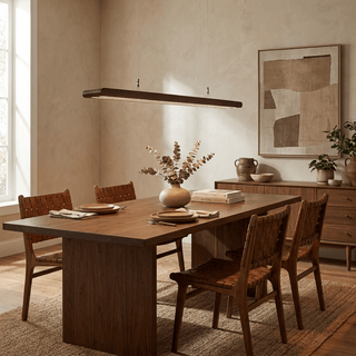 Louvered Wood Linear Pendant Light-Neutral Decor