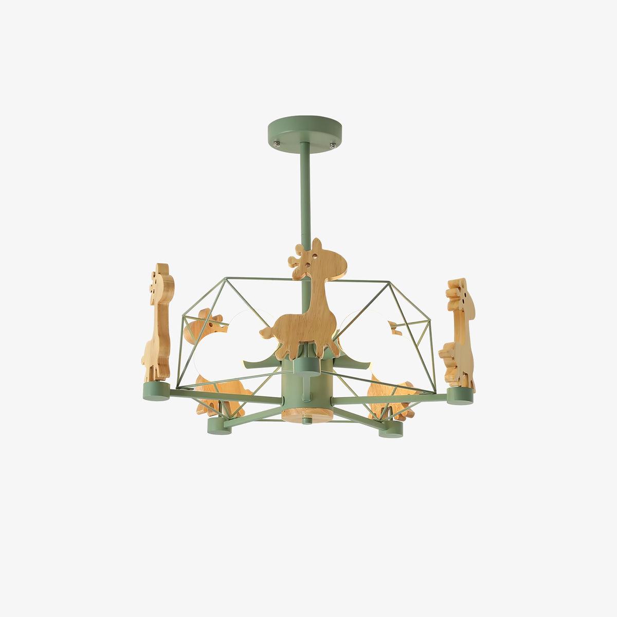 Bastara Lustre Joli Cerf en Bois Vert & Rose