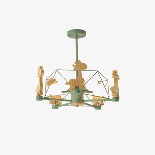 Lustra Lustre Joli Cerf en Bois Vert & Rose