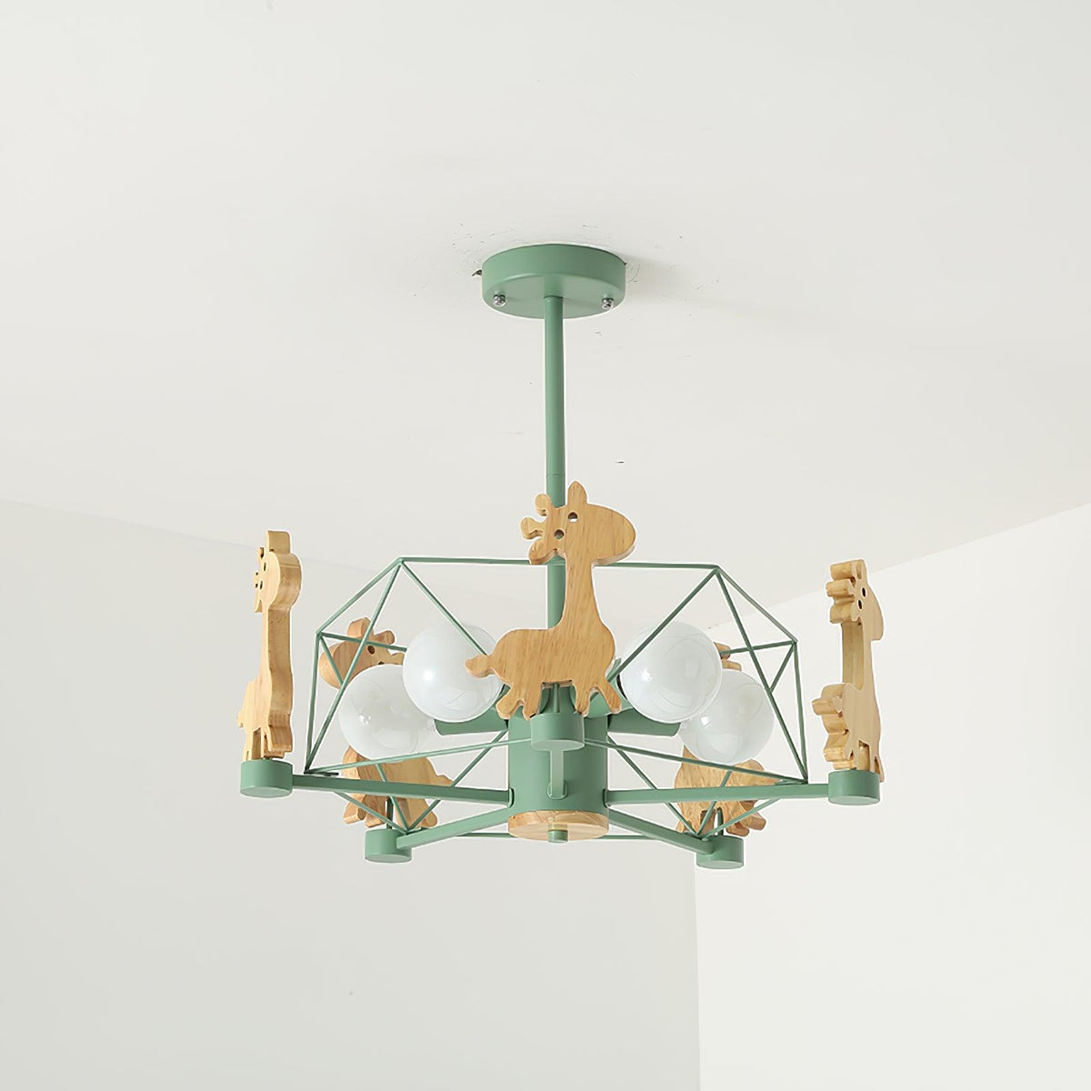 Bastara Lustre Joli Cerf en Bois Vert & Rose