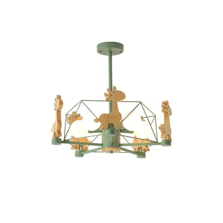 Lustra Lustre Joli Cerf en Bois Vert & Rose