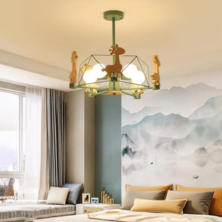 Lustra Lustre Joli Cerf en Bois Vert & Rose