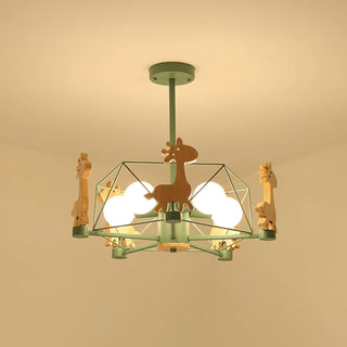 Lustra Lustre Joli Cerf en Bois Vert & Rose