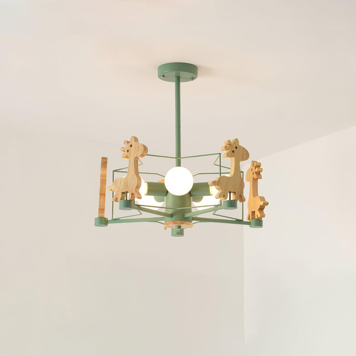 Bastara Lustre Joli Cerf en Bois Vert & Rose