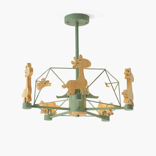 Lustra Lustre Joli Cerf en Bois Vert & Rose