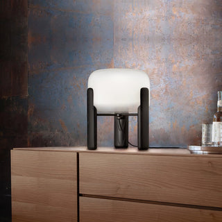 Elden Lampe de Table en Bois Et Verre