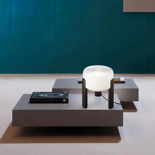 Elden Lampe de Table en Bois Et Verre