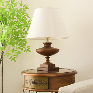 Liorat Lampe de Table en Bois Et Tissu