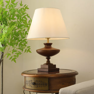 Liorat Lampe de Table en Bois Et Tissu