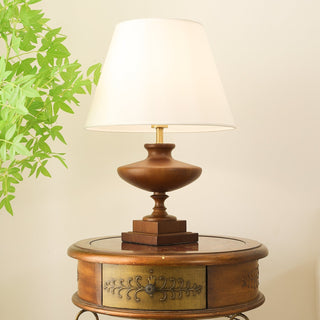 Liorat Lampe de Table en Bois Et Tissu
