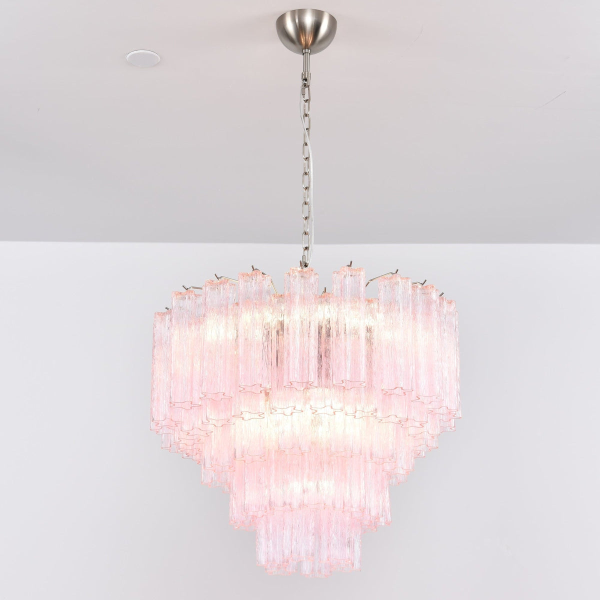 Zorilia Lustre Rose Verre Multi-Étage Romantique