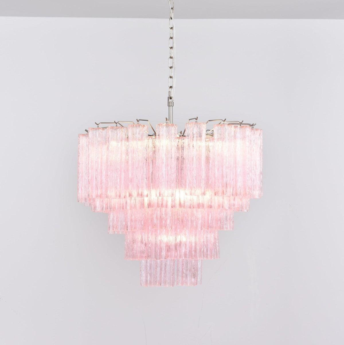 Zorilia Lustre Rose Verre Multi-Étage Romantique