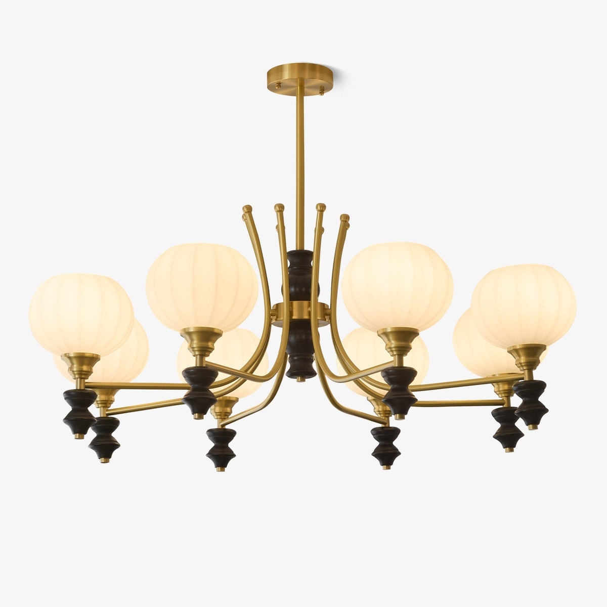 Vivios Lustre Vintage Élégant en Laiton et Bois