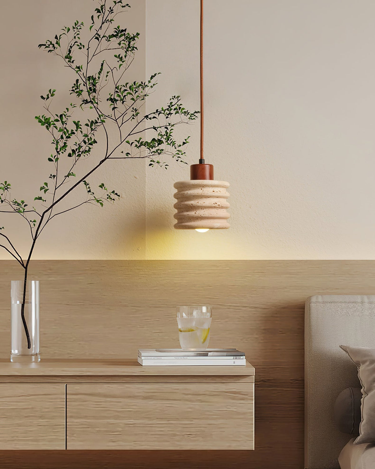 Burlat Pendant Light Travertine-Neutral Decor
