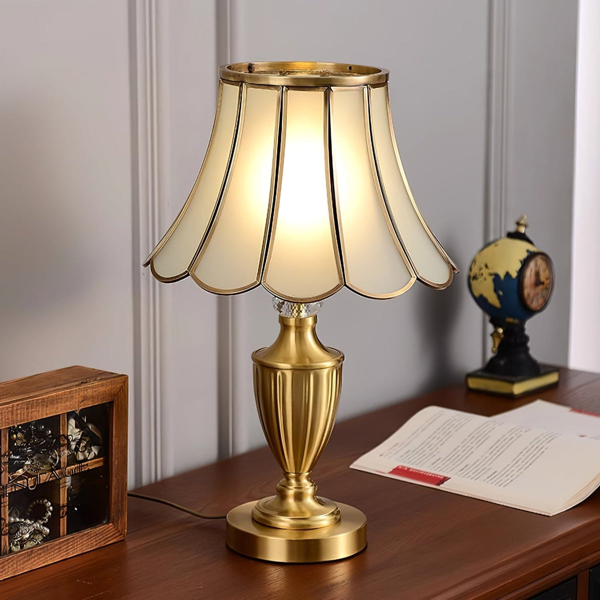 Valencia Lampe de Table en Laiton Et Verre Vintage