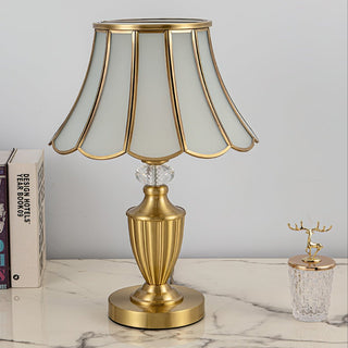 Valencia Lampe de Table en Laiton Et Verre Vintage