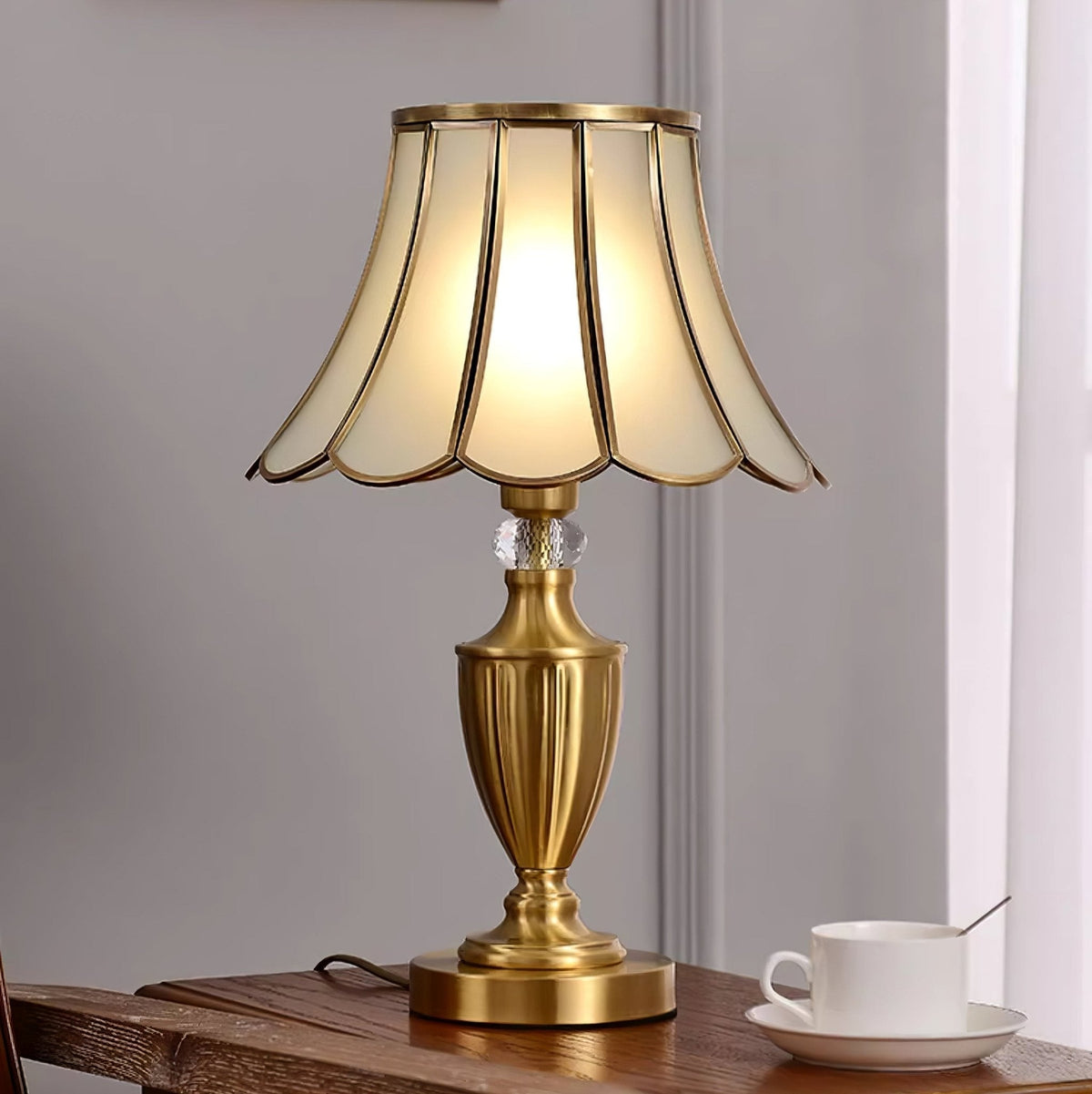 Valencia Lampe de Table en Laiton Et Verre Vintage