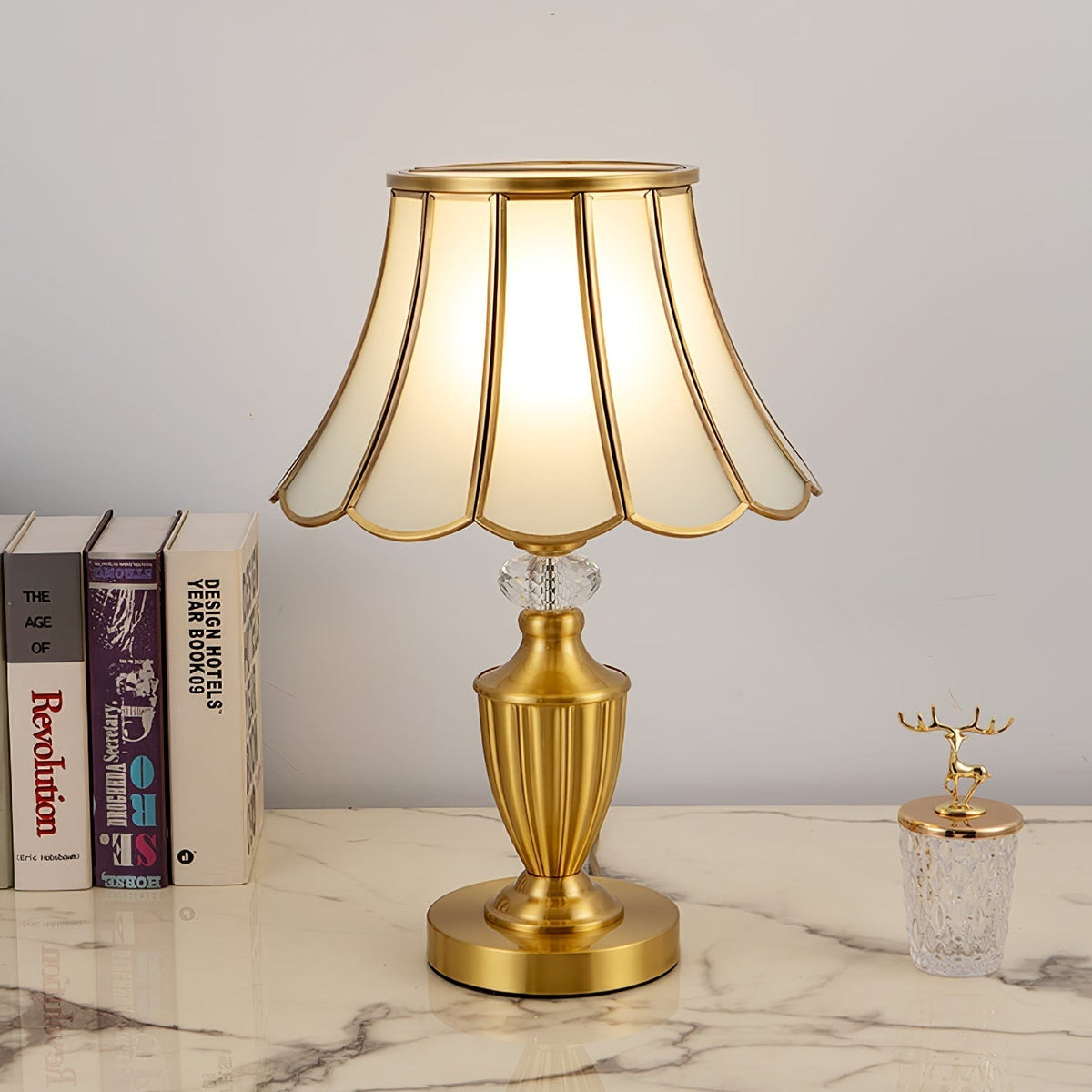 Valencia Lampe de Table en Laiton Et Verre Vintage