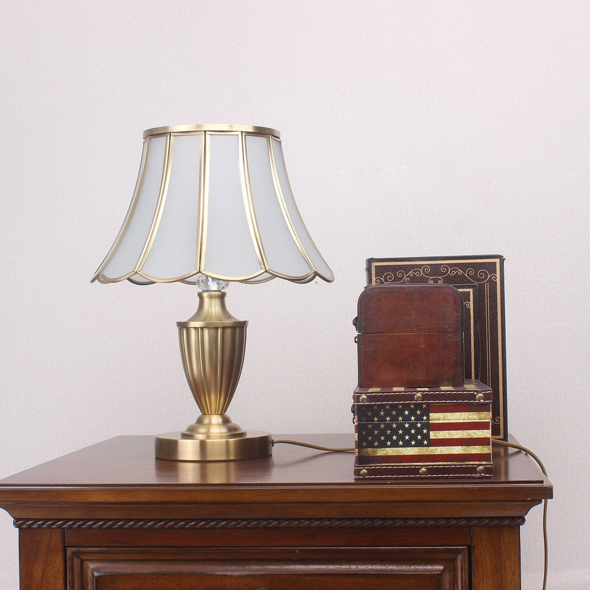 Valencia Lampe de Table en Laiton Et Verre Vintage