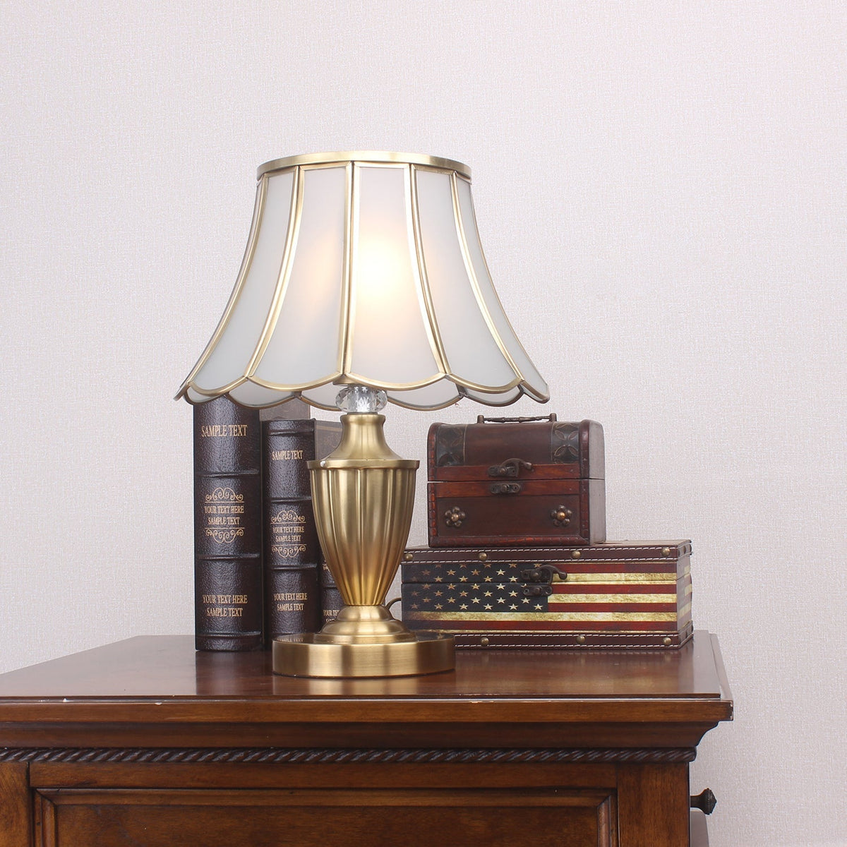 Valencia Lampe de Table en Laiton Et Verre Vintage