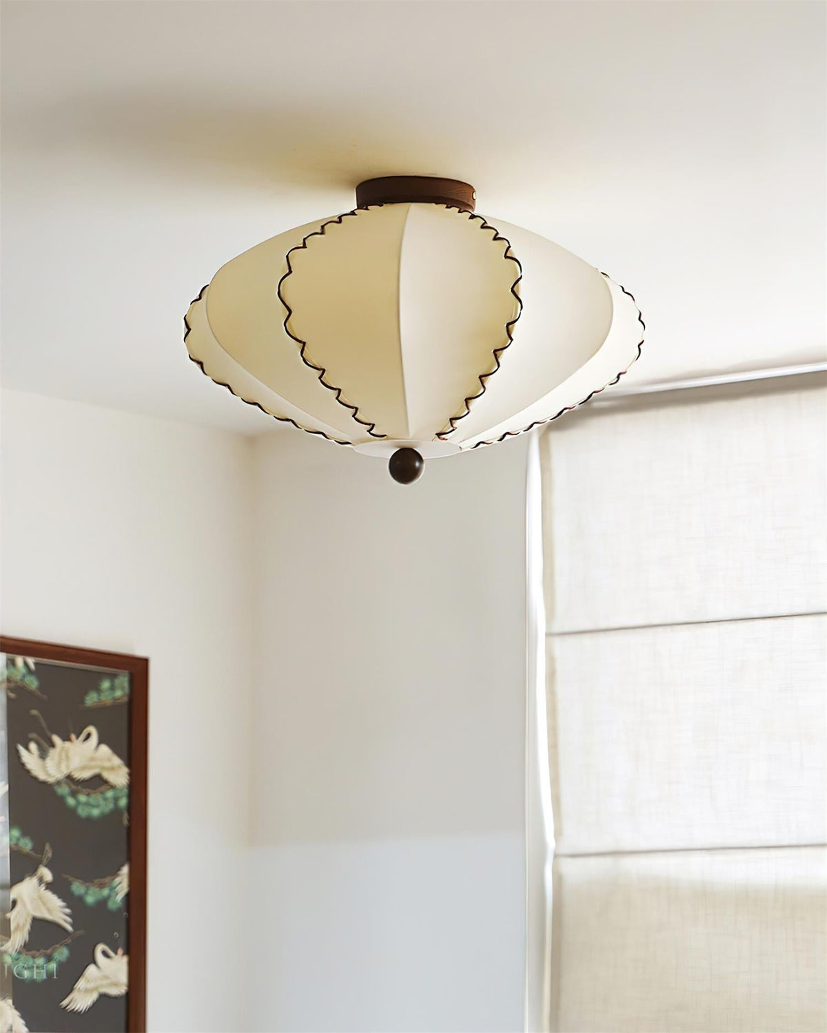 Colette Beige Fabric Wood Ceiling Light-Neutral Decor