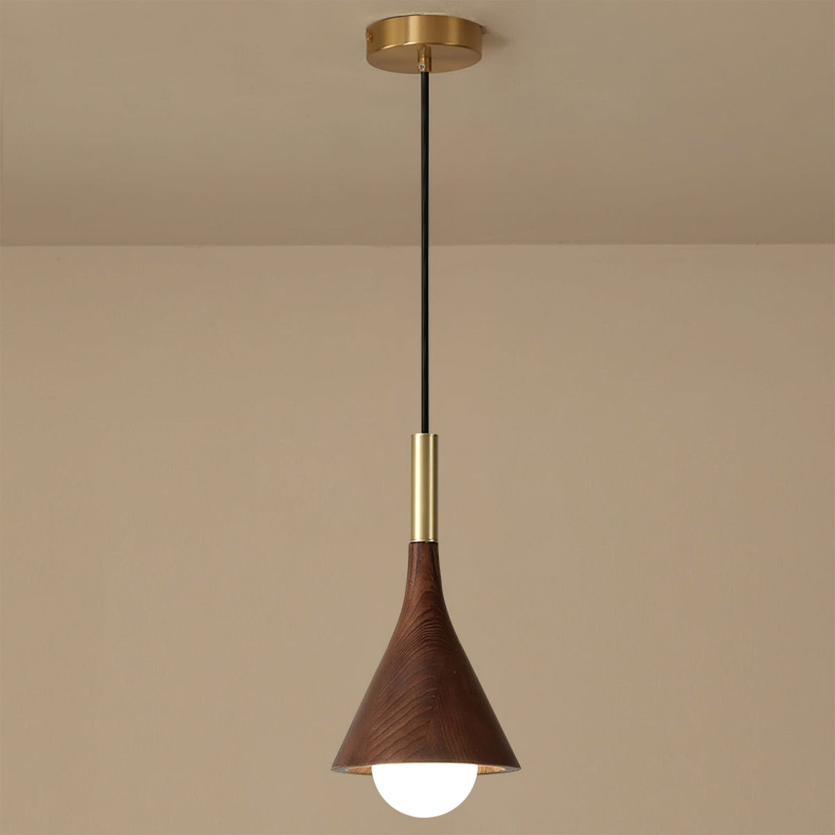 Close-up of the black finish on the Lucian Pendant Lamp.