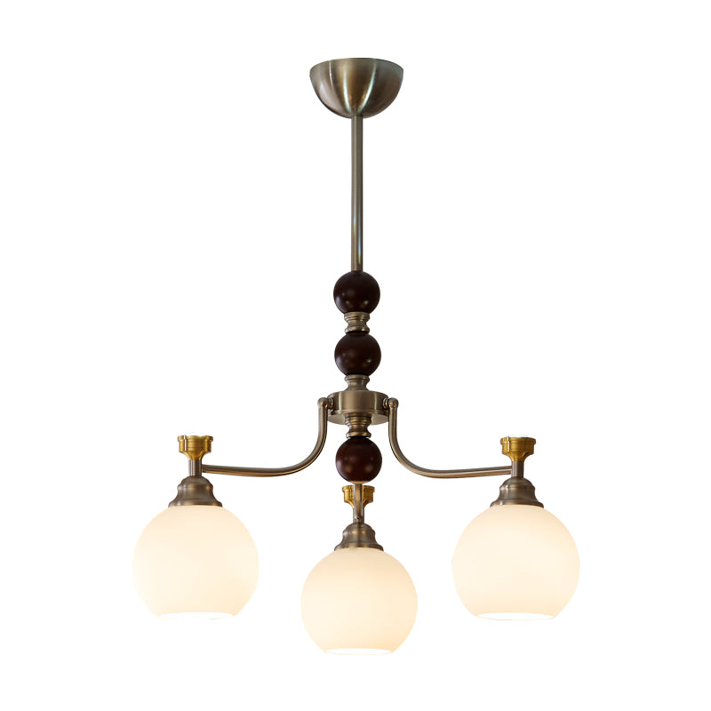 Olvuna Lustre Bois Verre Art Orb Traditionnel