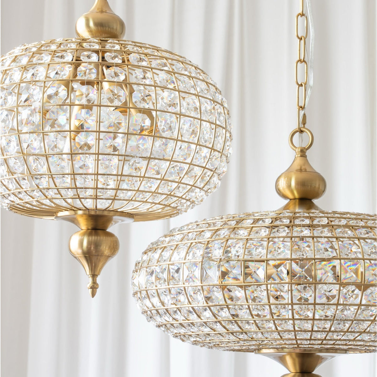 Full product shot of the black Lucille Crystal Pendant Light.