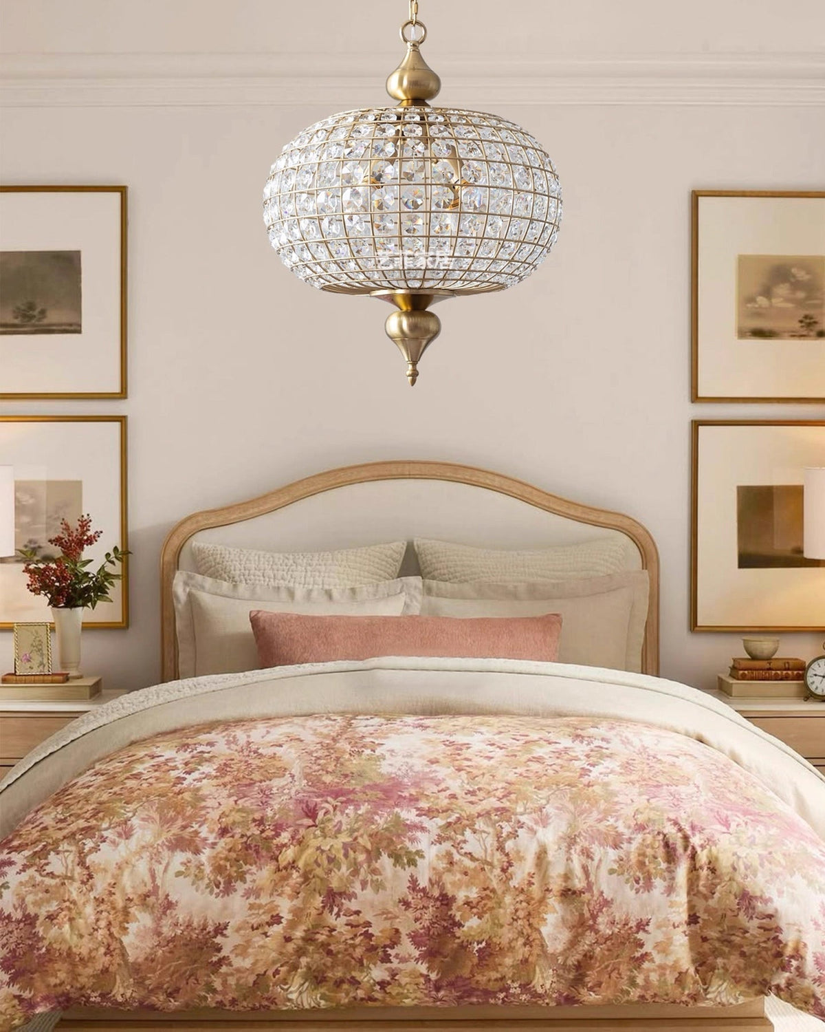The Lucille pendant light hanging over a dining table.