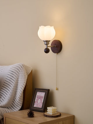 Lucille Applique Murale en Verre Art Classique et Bois