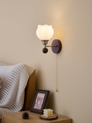 Lucille Applique Murale en Verre Art Classique et Bois
