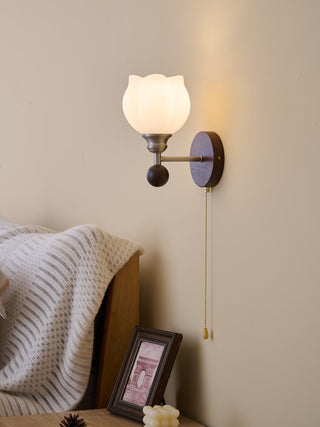 Lucille Applique Murale en Verre Art Classique et Bois