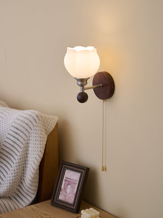 Lucille Applique Murale en Verre Art Classique et Bois
