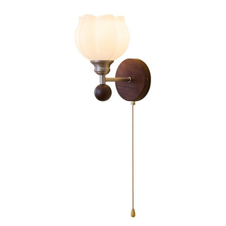 Lucille Applique Murale en Verre Art Classique et Bois