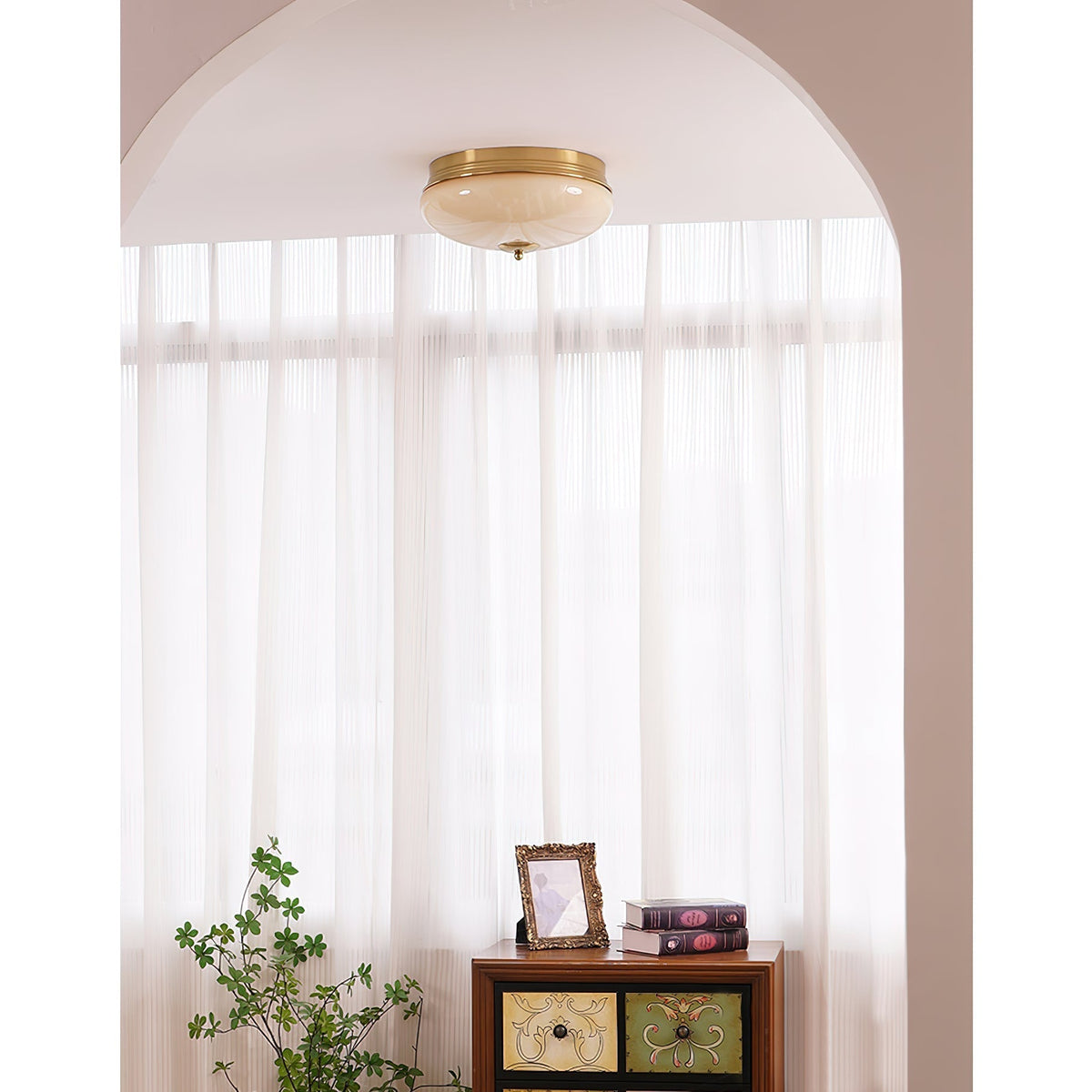 Seline Lampe de Plafond Ronde Métal Verre Minimaliste Moderne