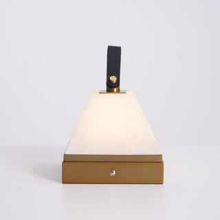 Pyramidale Alabaster Table Lamp with Leather Handle-Neutral Decor